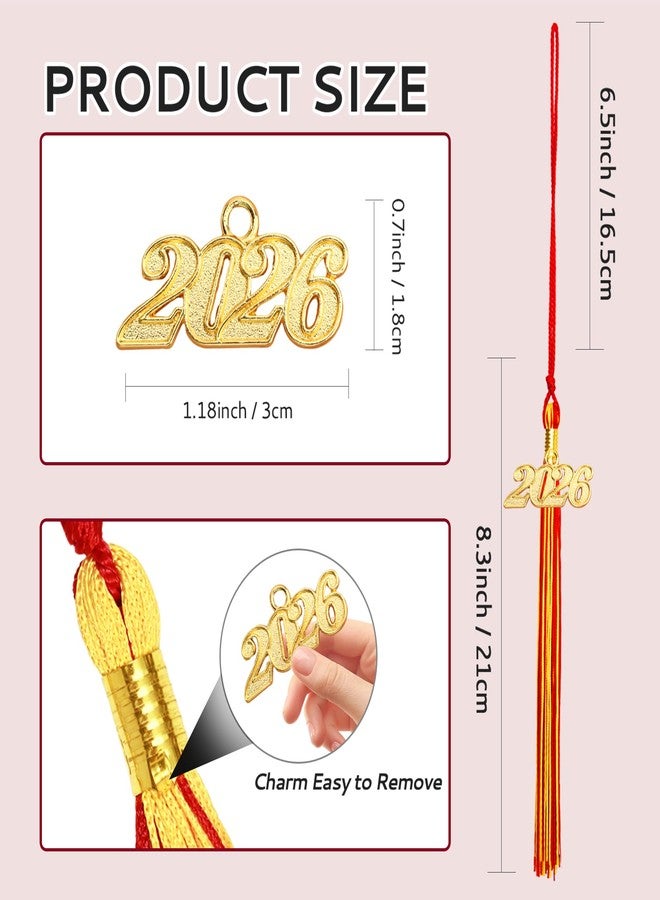 Nelisylux 2026 Tassel Graduation, Red and Gold Graduation Tassel, 2026 Tassel Charms for Graduations Cap Decorations, Tassels Memorial Grad Cords for College High School Graduate Hat Ceremonies Accessories - Image 2
